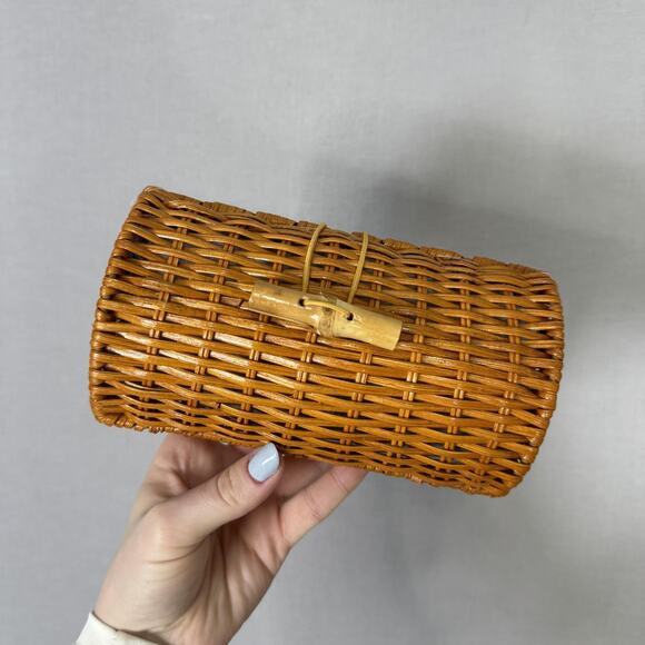 Lilly Pulitzer Wicker Clutch Purse Summer Bag Lined Straw Rattan Organizer Case - Picture 1 of 15